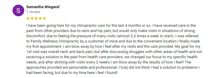 Chiropractic Ankeny IA Samantha Testimonial